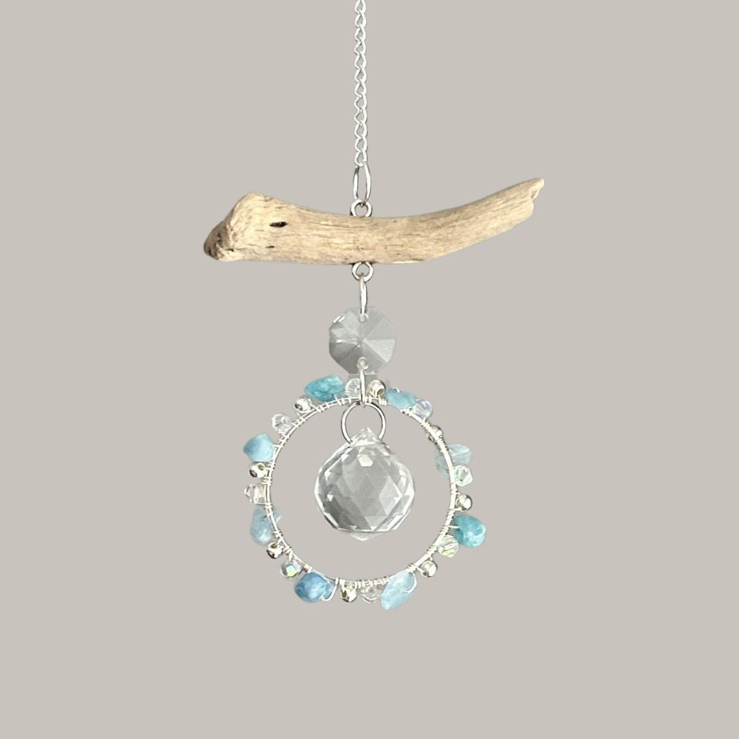 Aquamarine & Driftwood Prism Suncatcher