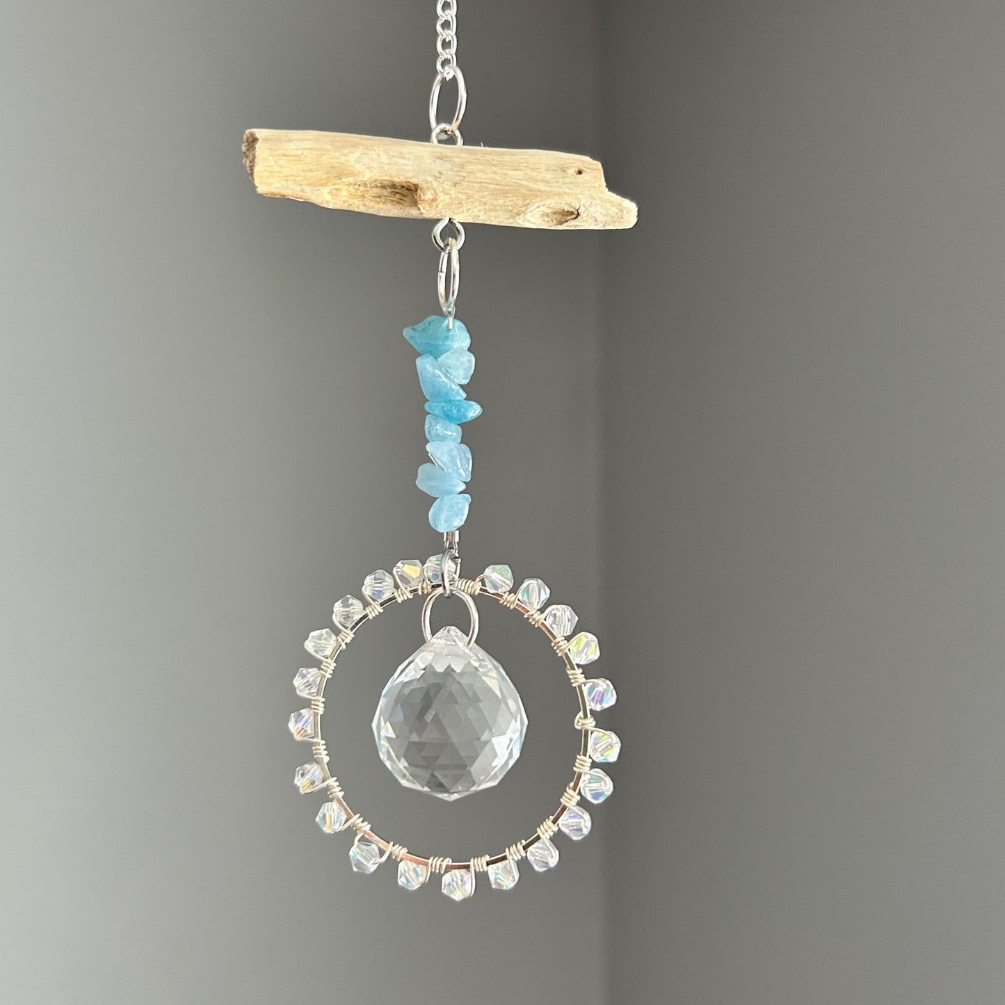 Aquamarine & Driftwood Suncatcher