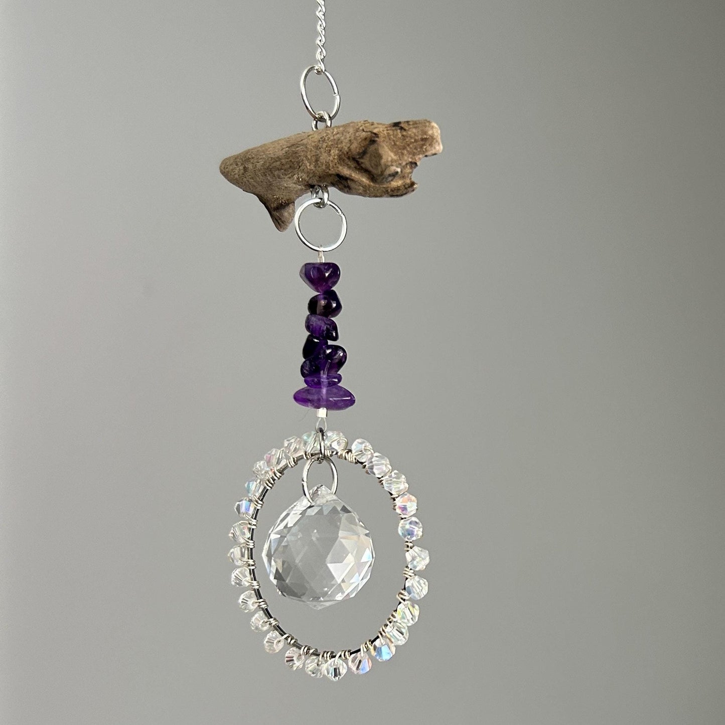 Amethyst & Driftwood Suncatcher