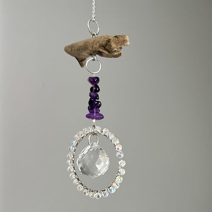 Amethyst & Driftwood Suncatcher