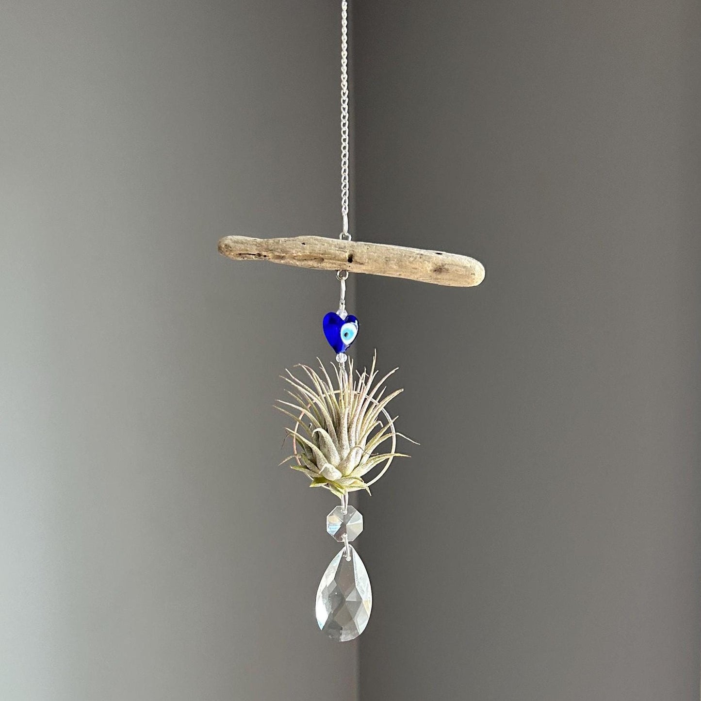 Evil Eye & Driftwood Air Plant Prism Suncatcher