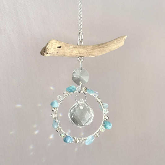 Aquamarine & Driftwood Prism Suncatcher