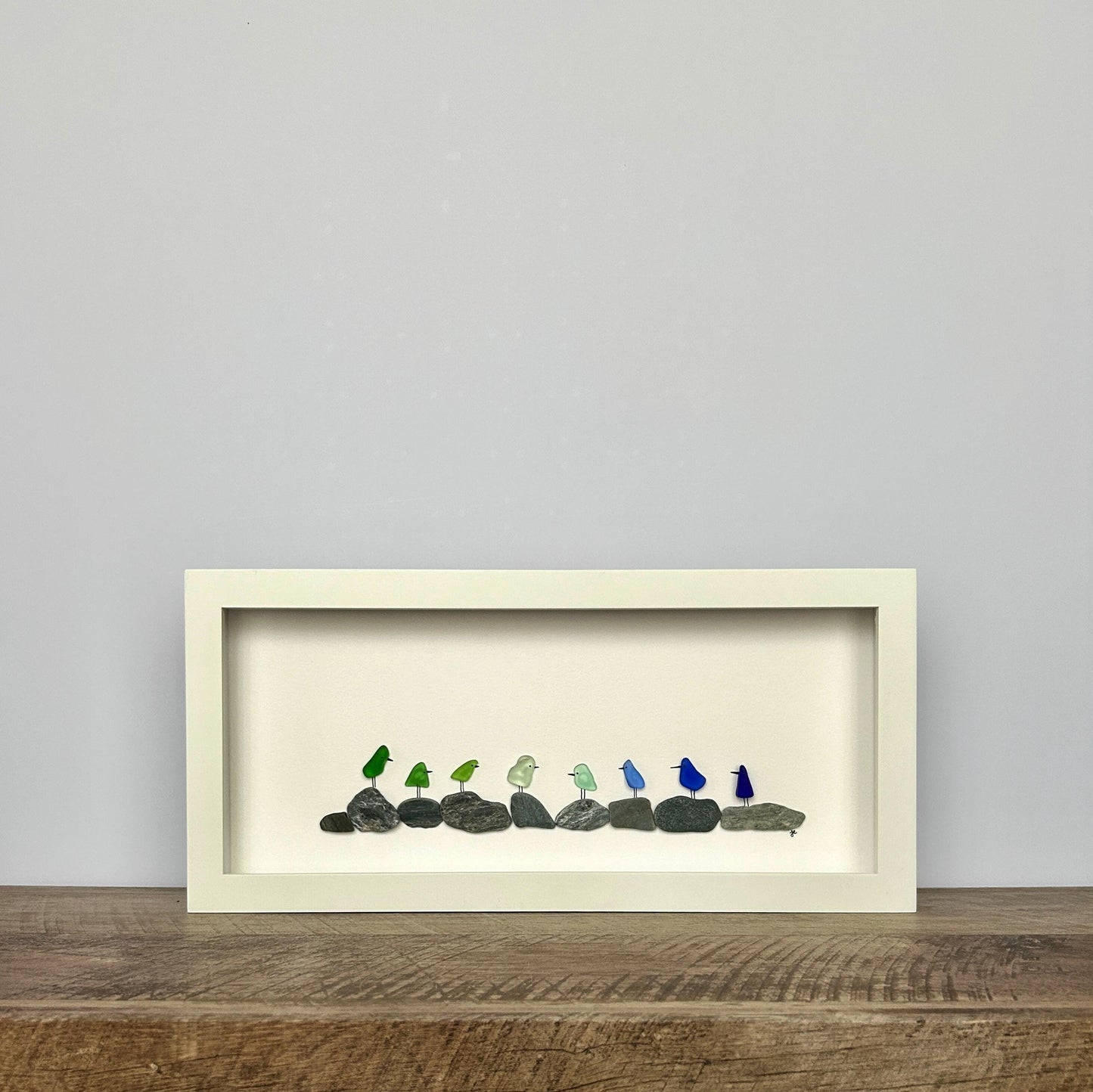 Rainbow Birds on Pebbles