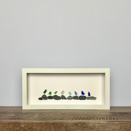 Rainbow Birds on Pebbles