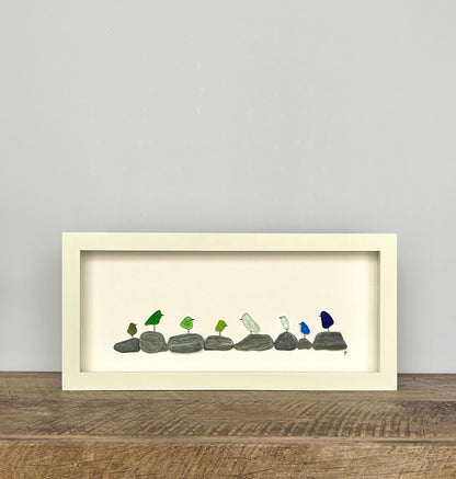 Rainbow Birds on Pebbles