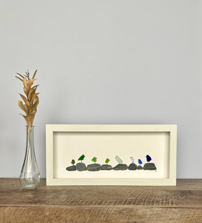 Rainbow Birds on Pebbles